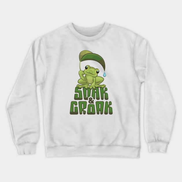 Soak and Croak Retro Frog Crewneck Sweatshirt by Wolfkin Design